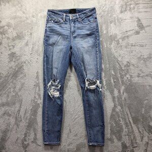 Buckle Black Jeans Womens 25x27 Blue Ankle Skinny Fit No 75 Distressed Ripped